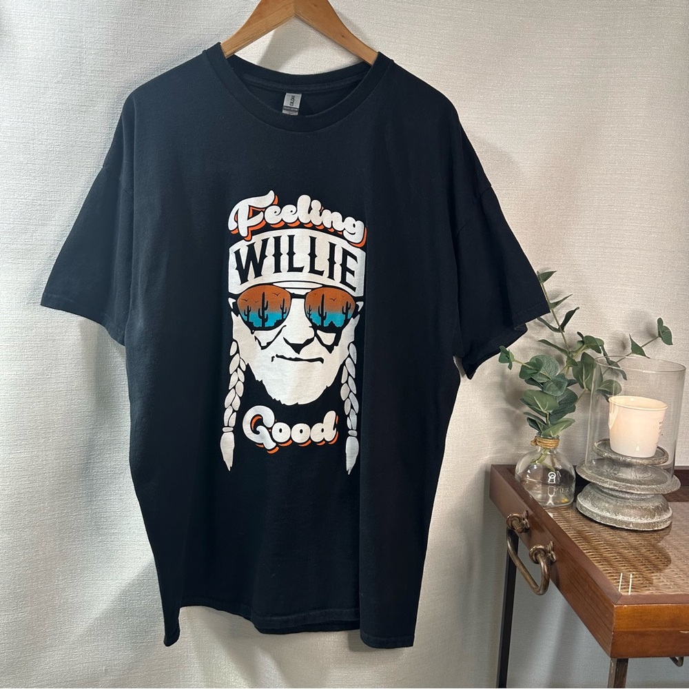 “Feeling Willie Good” Men’s Gildan Black Heavy Cotton T-Shirt Size 2XL